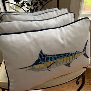 Blue Marlin Lucky Lumbar Pillow