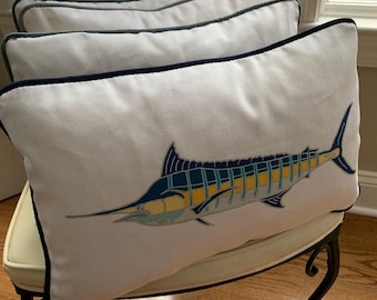 Blue Marlin Lucky Lumbar Pillow