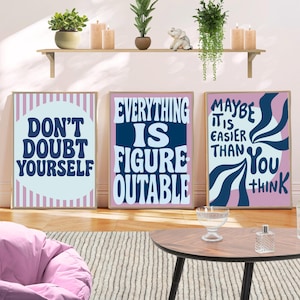 Self Confidence 3 Poster Set Digital Download | Therapy Office Décor | Mental Health Quotes | Counsellor Wall Art | Psychology Print