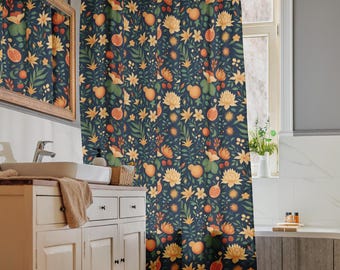 Botanisch boho-douchegordijn: retrogroen badkamerdecor