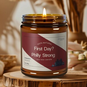 Gift Candle, First Day Candle, Back to School Gift, New Job Gift, Philadelphia Candle, Soy Wax Candle, Good Luck Gift, Philly Strong