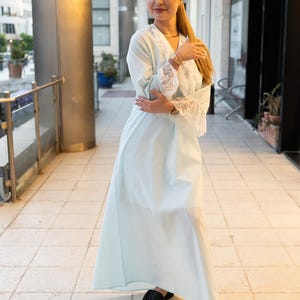 Maternity gown cotton 2 color available baby blu and pink with dantel