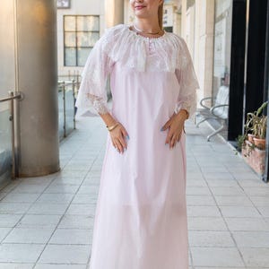 Maternity gown with dantel cotton baby pink
