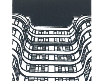 Florin Court, Charterhouse Square, London (Grey)- Handprinted / Hand pulled Linocut - Edition of 25