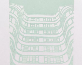 Florin Court, Charterhouse Square, London (Mint)- Handprinted / Hand pulled Linocut - Edition of 5