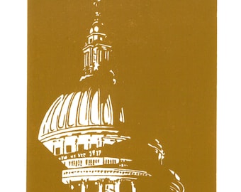 St Paul's Cathedral, London (Sienna Yellow) - Handprinted / Hand pulled Linocut - Edition of 25