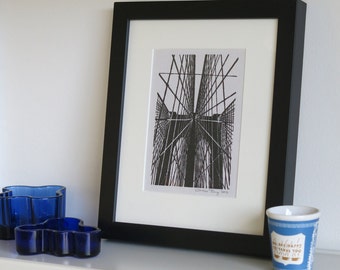 Brooklyn Bridge, New York - Handprinted / Hand pulled Linocut