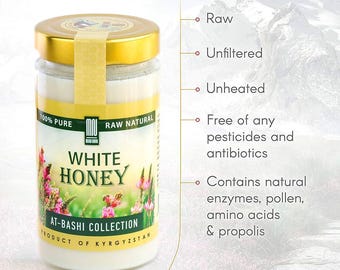 White Honey (15.8 Ounce) Natural Creamed Wildflower Mountain Honey from Kyrgyzstan