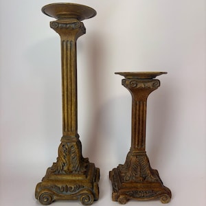 Vintage Baroque Candlestick Holders - Elegant Resin Set of 2&gt;antique style home decor