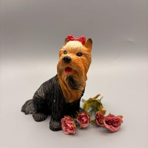 Vintage Castagna Italy Yorkshire Terrier Figurine Hand Painted Realistic Yorkie Dog Collectible