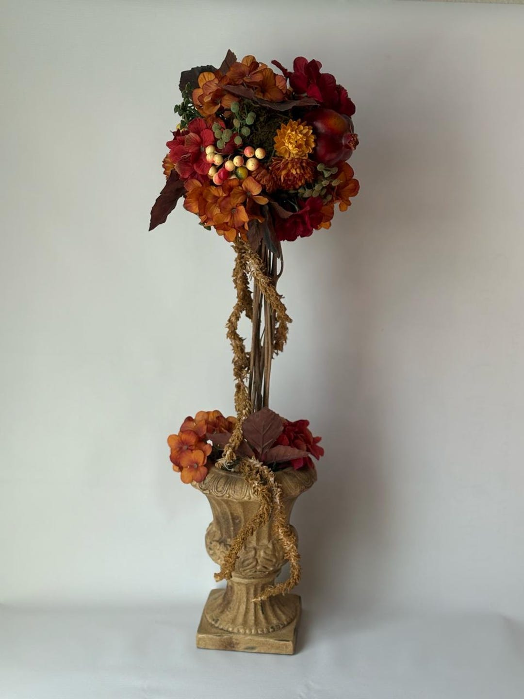 Rustic Topiary Vintage Topiary Floral Vase Autumn Flowers Rustic Fall Decor ...