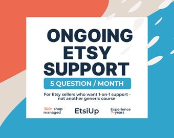 Hur man säljer på Etsy Månatlig SEO-hjälp Nyckelordsanalys Taggoptimering Butiksuppsättningsstrategi Löpande Etsy-konsultstöd för säljare
