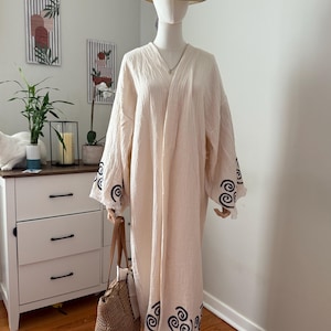 Bio-Musselin Kimono Robe, Evil Eye türkischer Baumwollkimono, türkischer Baumwollgaze Kimono