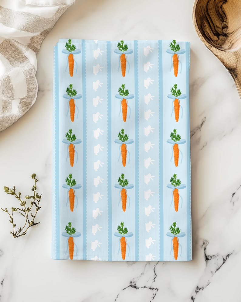 Digitaal Pasen-patroon Naadloos konijntje Pasen-wortelachtergrond Lente digitaal papier Textielbestand Wortel met strik Herhalend patroon afbeelding 2