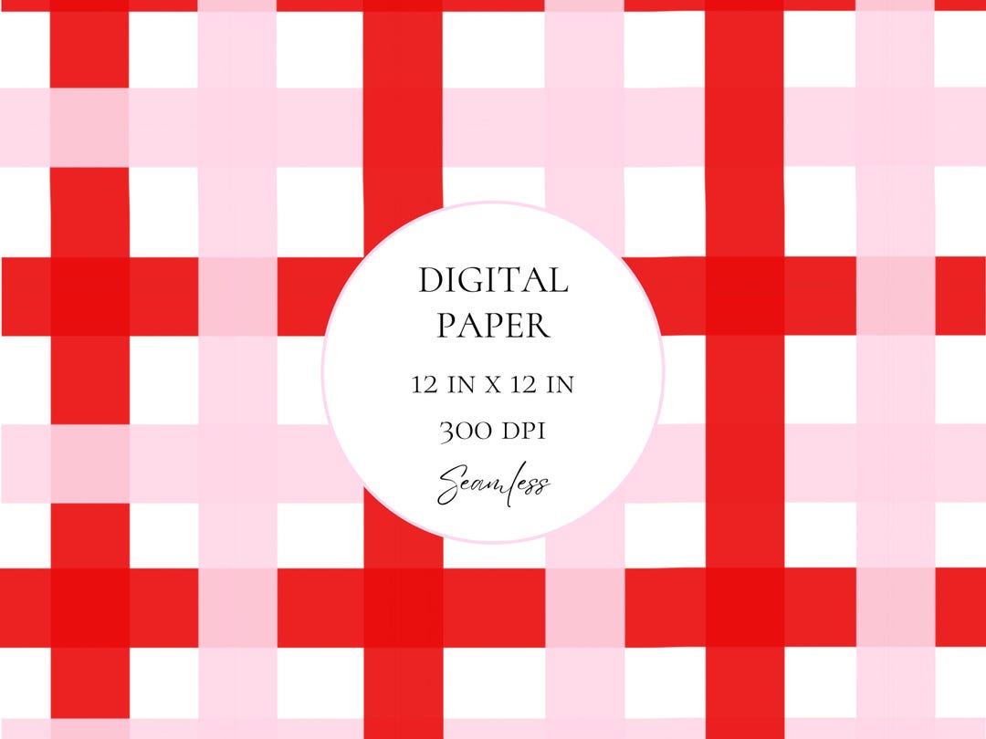 Pink Red Digital Paper Pink Gingham Red Plaid Pattern Seamless Fabric ...