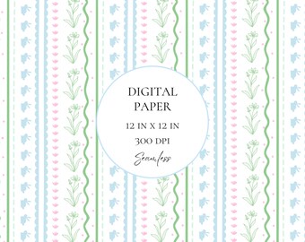 Konijntje Naadloos Patroon Pastel Preppy Digitaal Papier Leuke Lente Patroon Achtergrond Afdrukbaar Plakboek Pasen Achtergrond