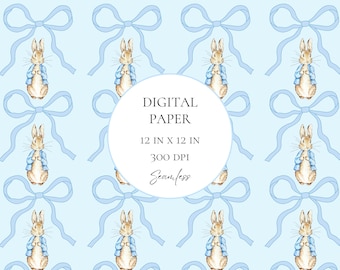 Peter Rabbit Pasen naadloos patroon Beatrix Potter-patroon konijn achtergrond Baby Boy stof digitaal papierbestand herhalend konijnenpatroon