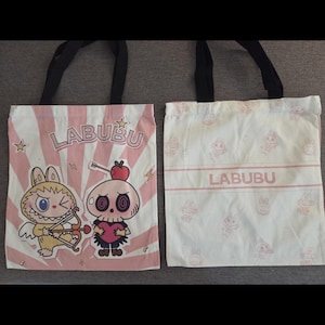 Labubu Tote Bag, Canvas Tote Bag, Book Bag, Shopping Bag, Grocery Bag
