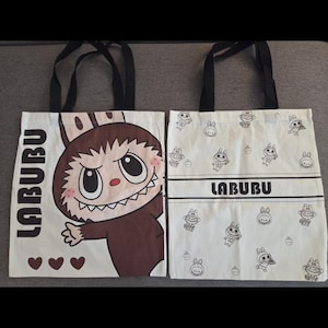 Labubu Tote Bag, Canvas Tote Bag, Book Bag, Shopping Bag, Grocery Bag
