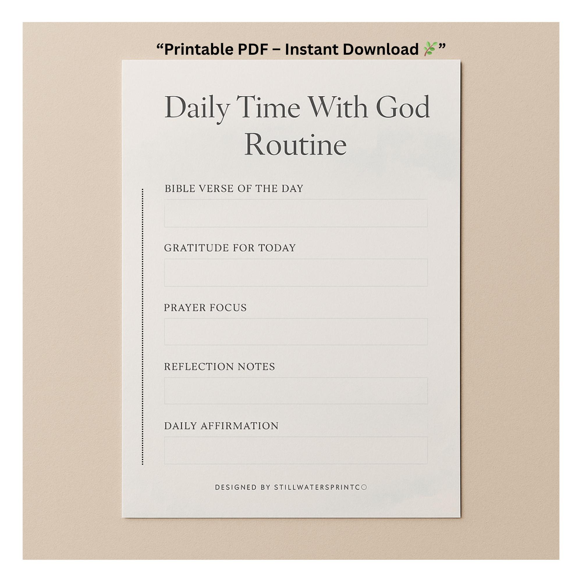 Daily Time With God Printable | Christian Morning Routine Planner ...
