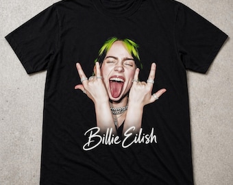 Billie Eilish Rock Pose T Shirt Edgy Pop Graphic Tee Gift