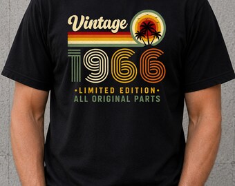 1966 Birthday T Shirt Vintage 1966 Limited Edition All Original Parts 60th Birthday Gift for Men Dad Husband