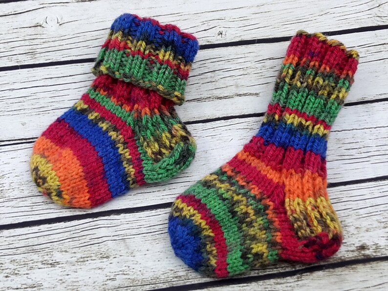 Hand knitted baby wool socks for 0-6month 9cm3 12inches