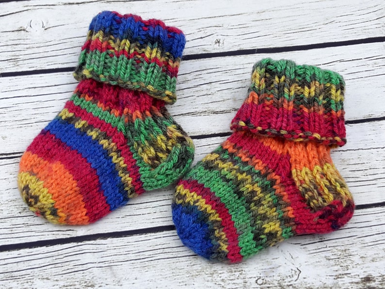 Hand knitted baby wool socks for 0-6month 9cm3 12inches