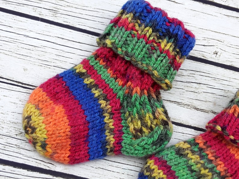 Hand knitted baby wool socks for 0-6month 9cm3 12inches