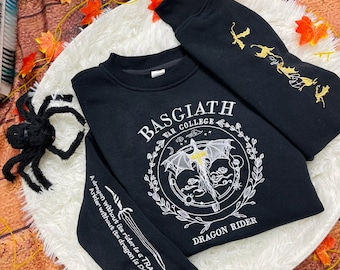 Fourth Wing Embroidered Sweatshirt, Basgiath War College, Dragon Rider