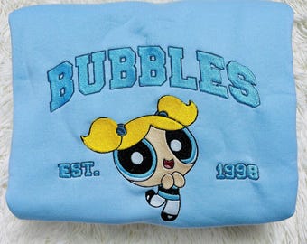 Bubbles Powerpuff Girls Embroidered Sweatshirt – Retro Y2K Crewneck