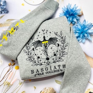 Fourth Wing Embroider Sweatshirt, Custom Basgiath War College, Dragon Rider,Violet Sorrengail,Xaden Riorson,Riders Quadrant,Fantasy Reader