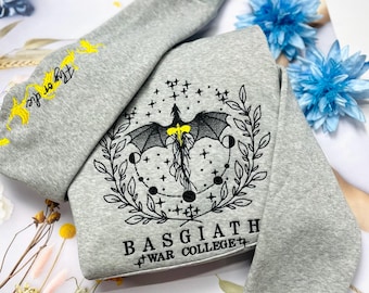Basgiath War College Sweatshirt: Embroidered Dragon Rider Fantasy Apparel