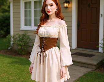 Women Medieval Dress,Off Shoulder Dress, Woman Victorian dress, Irish Chemise Costume,Renaissance Faire Dress,Fairy Dress,Gothic Witch Dress