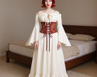 Women Medieval Dress,Off Shoulder Dress, Woman Victorian dress, Irish Chemise Costume,Renaissance Faire Dress,Fairy Dress,Gothic Witch Dress