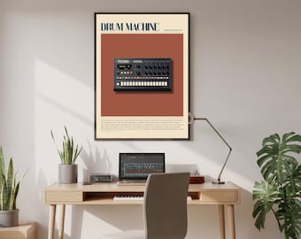 Drum Machine Poster – Studio Essentials Vol. 1 – Retro Music Studio Wall Art (Digital Download)