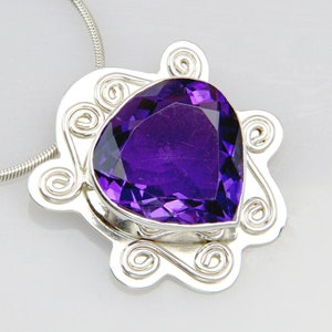 Statement Genuine Amethyst Pendant Solid Sterling Silver Gemstone Necklace February Birthstone Made in the USA by Me FREE SHIPPING image 1
