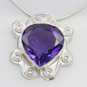 Statement Genuine Amethyst Pendant Solid Sterling Silver Gemstone Necklace February Birthstone Made in the USA by Me FREE SHIPPING image 9