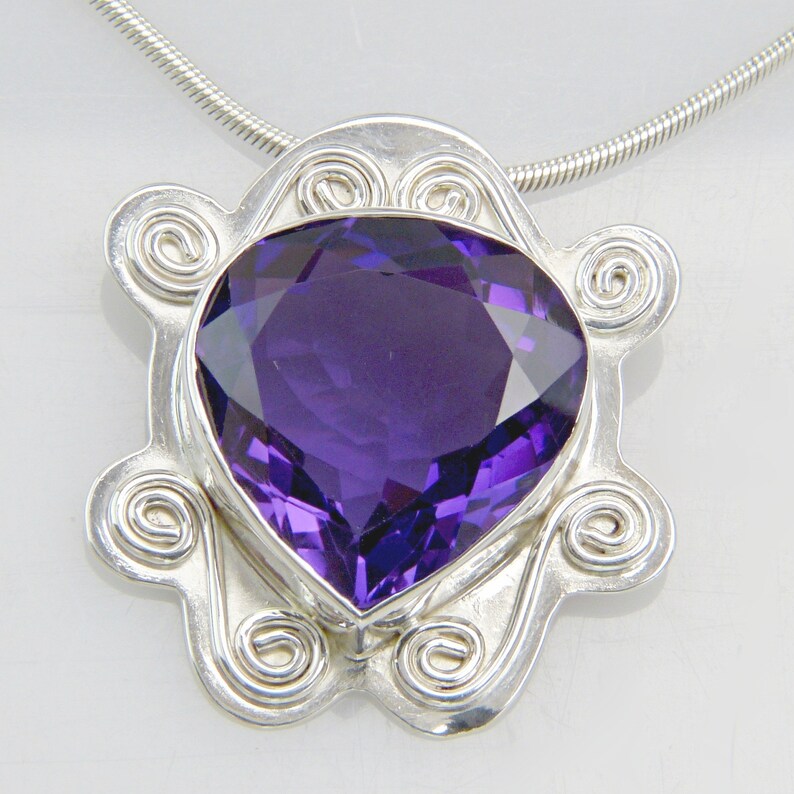 Statement Genuine Amethyst Pendant Solid Sterling Silver Gemstone Necklace February Birthstone Made in the USA by Me FREE SHIPPING image 9