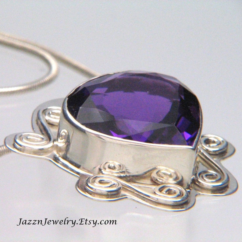 Statement Genuine Amethyst Pendant Solid Sterling Silver Gemstone Necklace February Birthstone Made in the USA by Me FREE SHIPPING image 5