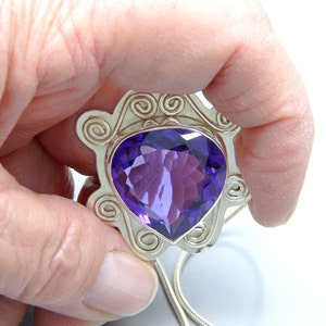 Statement Genuine Amethyst Pendant Solid Sterling Silver Gemstone Necklace February Birthstone Made in the USA by Me FREE SHIPPING image 6