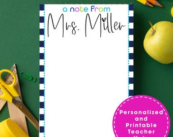 Personalized Teacher Printable Note - Printable From the Teacher - Digital Download