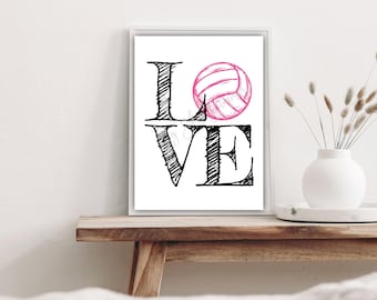 Volleyball Love Wall Art Printable - Volleyball Decor - Volleyball Poster - Volleyball Gift for Girls (Instant Download)