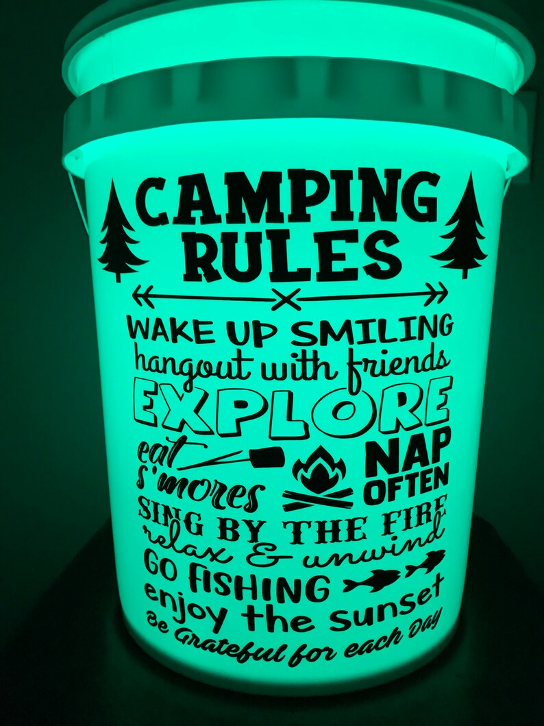 Camping Glow Bucket Camping Rules Etsy