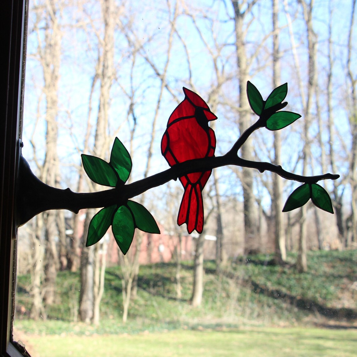 Stained Glass Cardinal on a Branch Etsy