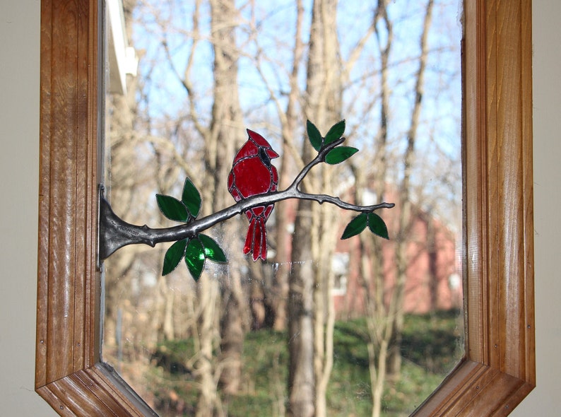 Stained Glass Cardinal on a Branch Etsy