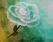 Aqua Camellia - Original Textured Artwork - International Shipping - Showcase Painting
