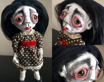 OOAK Art Doll, Artistic Doll, Polymer Doll, creepy cute doll, gothic doll, handmade doll