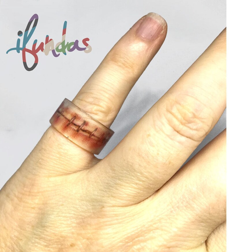 Resin Jewelry zombie ring creepy spooky ring Zombie Apocalypse ghoul ghost gothic ring Stapled finger Resin Ring halloween jewelry
