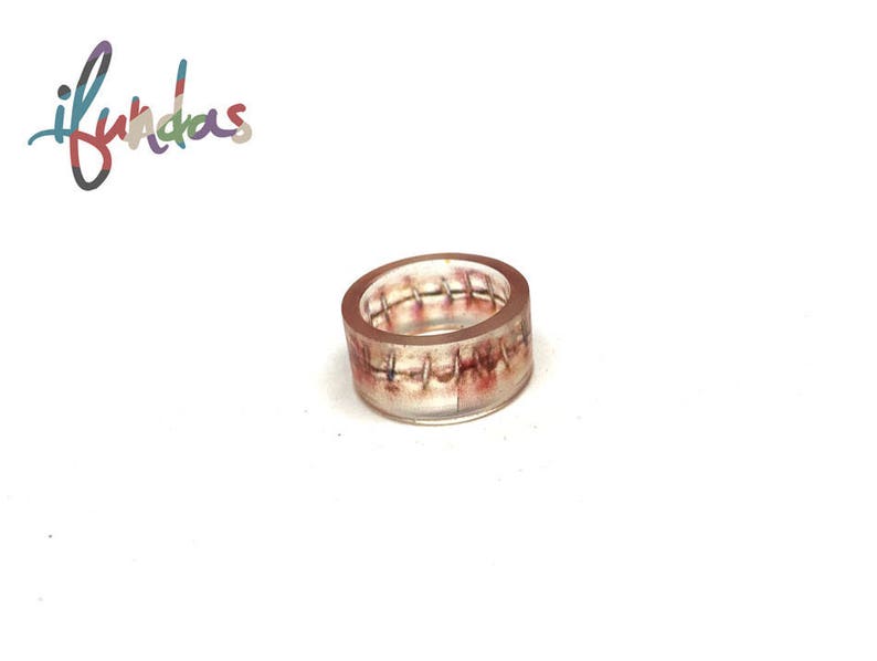 Resin Jewelry zombie ring creepy spooky ring Zombie Apocalypse ghoul ghost gothic ring Stapled finger Resin Ring halloween jewelry